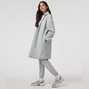 Vuori Soho Oversize Open-Front Melton Overcoat Coat Small — Grey, Worn Once